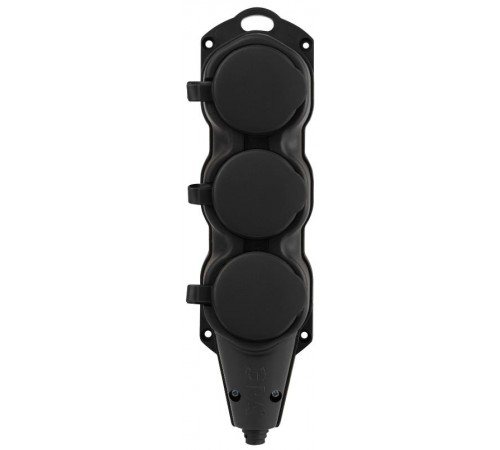 Колодка  KX-3e-B-IP44 каучуковая с заземлением 3 розетки 16A IP44 черная  Б0068453  ЭРА