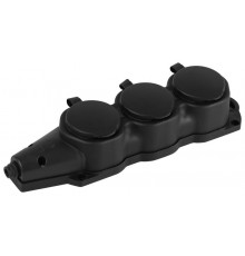 Колодка  KX-3e-B-IP44 каучуковая с заземлением 3 розетки 16A IP44 черная  Б0068453  ЭРА