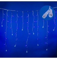 Гирлянда светодиодная "Бахрома" ULD-B3007-200/TTK BLUE-WHITE IP44 3м 200LED син./бел. с эффектом мерцания соединяемая провод прозр. Uniel UL-00007210