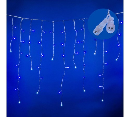 Гирлянда светодиодная "Бахрома" ULD-B3007-200/TTK BLUE-WHITE IP44 3м 200LED син./бел. с эффектом мерцания соединяемая провод прозр. Uniel UL-00007210