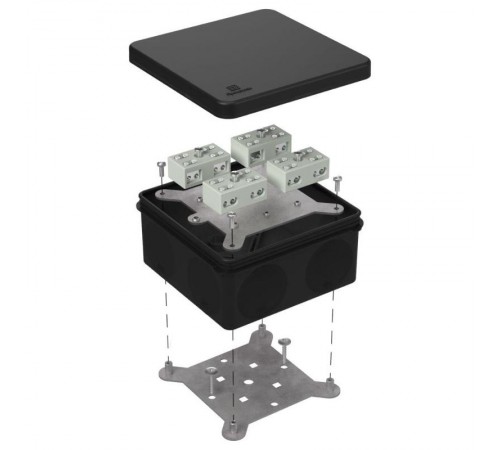 Коробка огнестойкая разветвительная для о/п двухкомпонентная 60-0300-FR6.0-4-8-Р Е15-Е60 RAL9005 100х100х50 (14 шт/кор) черная  60-0300-9005-FR6.0-4-