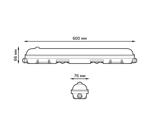 Светильник светодиодный промышленный линейный ССП-176 EVO-S IP65 600*76*66 18W 1950lm 4000K мат с ДД и соед.в линию 1/12  864424218-S  Gauss