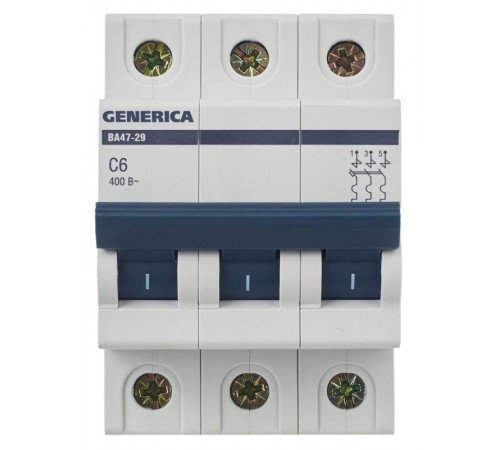 Выключатель автоматический трехполюсный ВА47-29 6А C 4,5кА  MVA25-3-006-C  GENERICA