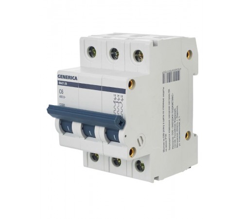 Выключатель автоматический трехполюсный ВА47-29 6А C 4,5кА  MVA25-3-006-C  GENERICA