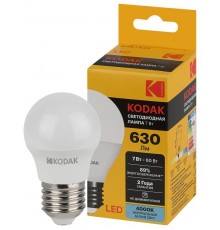 Лампа светодиодная P45-7W-840-E27 7Вт шар нейтральный белый свет  Б0057615  Kodak