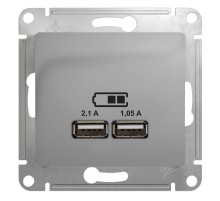 Glossa Алюминий Розетка USB A+A, 5В/2,1 А, мех  GSL000333  SE