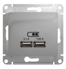 Glossa Алюминий Розетка USB A+A, 5В/2,1 А, мех  GSL000333  SE