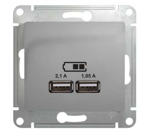 Glossa Алюминий Розетка USB A+A, 5В/2,1 А, мех  GSL000333  SE