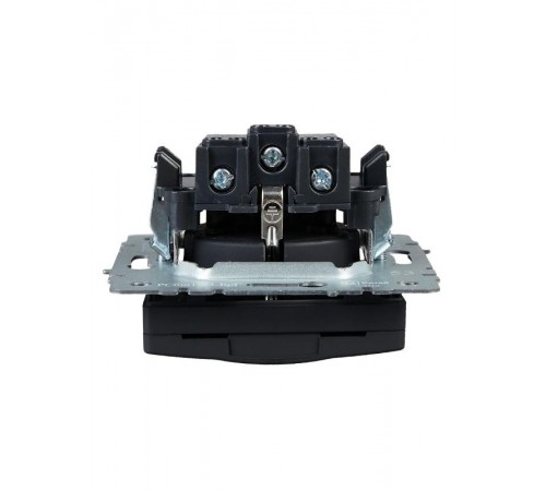 BRITE Розетка с заземлением со шторками с крышкой 16А IP20 РСбш10-3-БрГ графит   BR-R16-16-K53  IEK