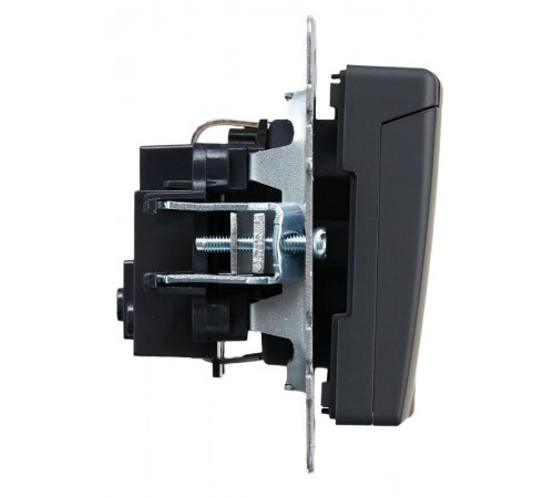 BRITE Розетка с заземлением со шторками с крышкой 16А IP20 РСбш10-3-БрГ графит   BR-R16-16-K53  IEK