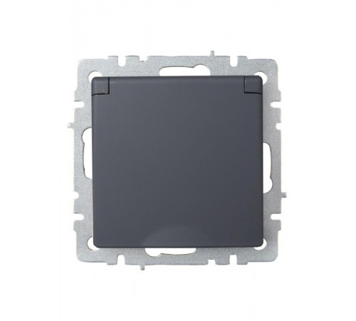 BRITE Розетка с заземлением со шторками с крышкой 16А IP20 РСбш10-3-БрГ графит   BR-R16-16-K53  IEK