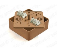 Коробка распределительная для о/п 100х100х44мм с клеммной колодкой ЗВИ-10 (2,5-6мм2) 6 клемм, IP40, цвет -ОРЕХ (25шт)  GE41222-14  GREENEL