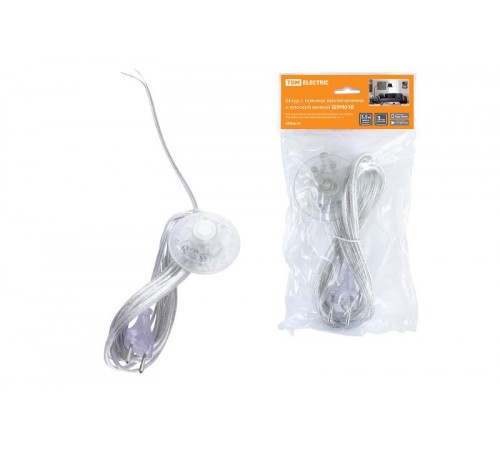 Шнур с ножным выключателем и плоской вилкой ШУН01В ШВВП 2х0,75мм2 3,5м. прозрачный  SQ1305-0064  TDM