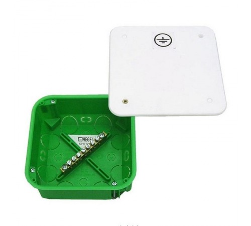 Коробка уравнения потенциалов 106х106х45 (ниша) д/полых стен, 7зажимов, 16 вводов, внутр разм 103x103x43 мм IP30  КУП1201-И  HEGEL