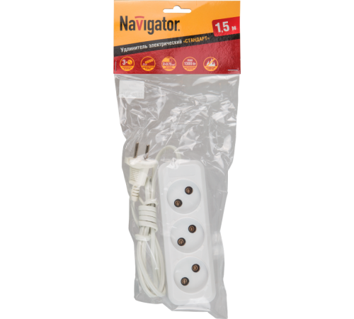 Удлинитель 71 448 NPE-S1-03-150-X-2x0.75 б/з 3 гн. ШВВП 1.5м 71448 Navigator