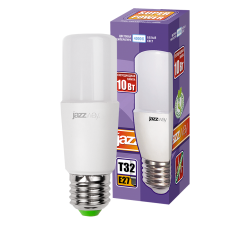 Лампа светодиодная LED 10Вт Е27 220В 4000К PLED- T32/115 new трубчатая  5005020  Jazzway