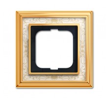 Рамка 1-постовая, серия Династия, Латунь полированная, белая роспись  1754-0-4570   2CKA001754A4570  ABB