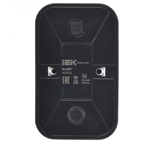 GLORY Розетка 2-местная с з/к без з/ш о/у 16А РС22-3-ХЧм черный матовый  ERH21-K02M-16  IEK