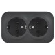 GLORY Розетка 2-местная с з/к без з/ш о/у 16А РС22-3-ХЧм черный матовый  ERH21-K02M-16  IEK