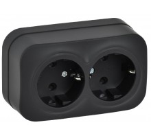 GLORY Розетка 2-местная с з/к без з/ш о/у 16А РС22-3-ХЧм черный матовый  ERH21-K02M-16  IEK