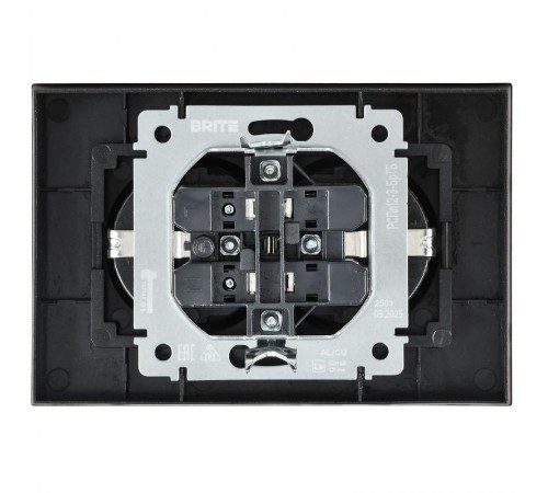 BRITE Розетка 2-местная с заземлением без защитных шторок плоская 16А в сборе РСПл12-3-БрТБ темная бронза   BR-R27-16-K45-F  IEK