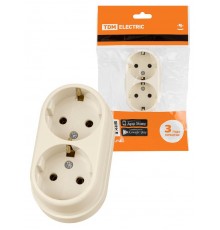 Розетка двойная 2П+3 открытой установки IP20 16А сл. кость "Ретро"  SQ1806-0532  TDM