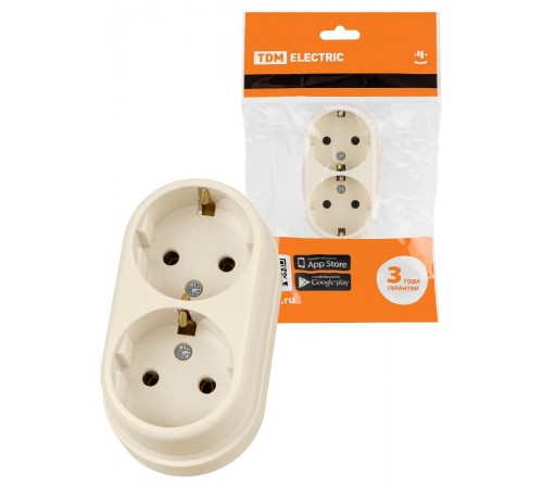 Розетка двойная 2П+3 открытой установки IP20 16А сл. кость "Ретро"  SQ1806-0532  TDM