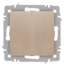 Выключатель Intro Accent 6-104-04 двойной, 10А-250В, IP20, СУ, AL/CU, шампань  Б0063486  Intro