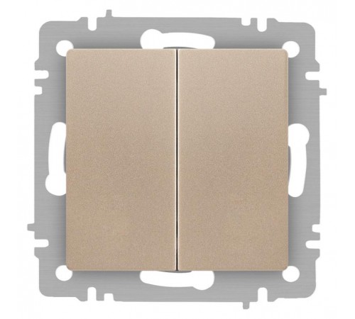 Выключатель Intro Accent 6-104-04 двойной, 10А-250В, IP20, СУ, AL/CU, шампань  Б0063486  Intro