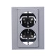 ABB Levit Серебро / дымчатый чёрный Розетка 2-ая с з/к со шторками 16А  5522H-C03457 70W  2CHH223457C6070  ABB