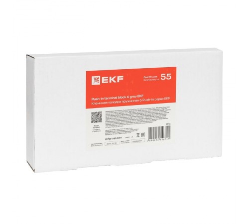 Клеммная колодка пружинная 6 Push-in серая PIT-6  EKF