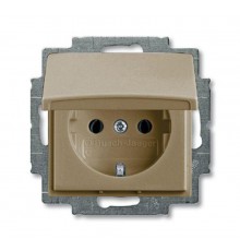 ABB Basic 55 Шампань Розетка с/з с крышкой  2018-0-1498   2CKA002018A1498  ABB