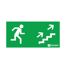 Пиктограмма (наклейка) "Эвакуационный выход по лестнице направо вверх" (200х100)  1011100200  АСТЗ