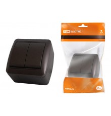 Выключатель 2-кл. открытой установки IP44 10А шоколад "Селигер"  SQ1818-0202  TDM