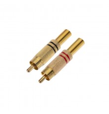 Разъем штекер RCA металл пайка ZN чёрный/красный GOLD PROCONNECT  14-0405-1  PROconnect