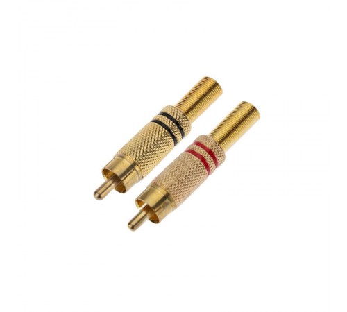 Разъем штекер RCA металл пайка ZN чёрный/красный GOLD PROCONNECT  14-0405-1  PROconnect
