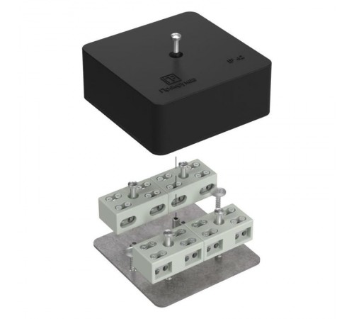 Коробка огнестойкая разветвительная для кабель-канала 40-0450-FR6.0-4-8-Р Е15-Е60 RAL9005 75х75х30 (87 шт/кор) черная  40-0450-9005-FR6.0-4-8-Р  Про