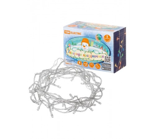 Гирлянда светодиодная СГ50M5, многоцвет., 5м, 8 режимов, 250 В,  SQ0361-0035  TDM ELECTRIC