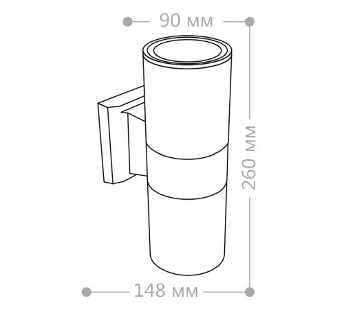 Светильник архитектурный настенный DH0702 230V без лампы 2*E27, 260*155*90 черный, ДЛЯ ЛАМП R63, G45  06294  FERON