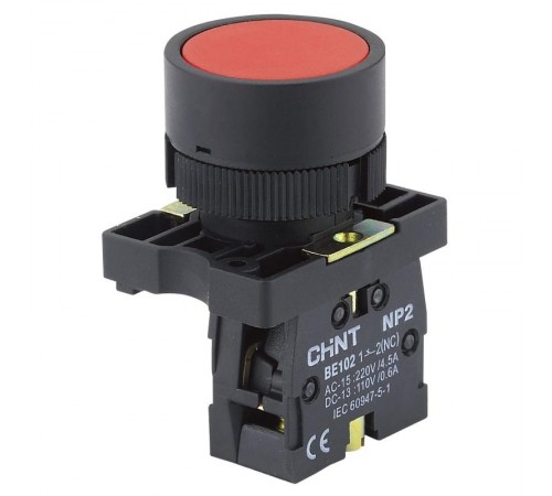 Кнопка управления NP2-EA41 без подсветки красная 1НО IP40  573774  CHINT