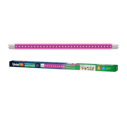 Лампа светодиодная LED-T8-9W/SPSB/G13/CL PLP30WH LED для растений. "T8", прозр. Спектр для рассады и цветения  UL-00006697  Uniel