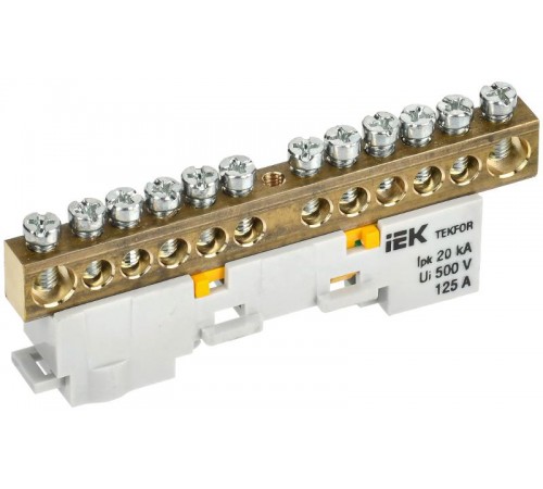 TEKFOR Шина PE "земля" неизолированная на универсальном держателе 8х12-12-Ж  TF-NN20-12-DL-K05  IEK