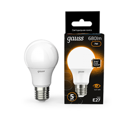 Лампа светодиодная LED 7Вт E27 220В 2700К A60  102502107  Gauss