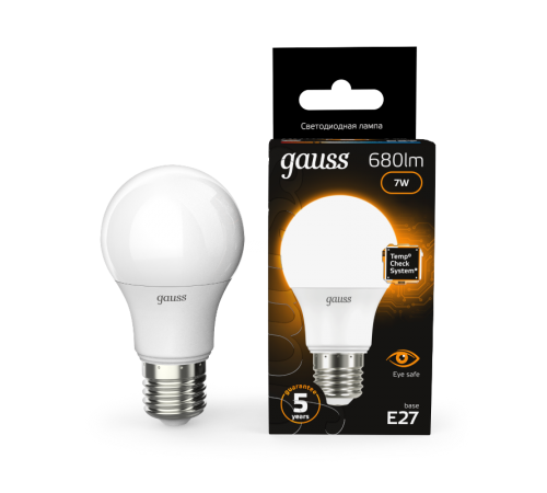 Лампа светодиодная LED 7Вт E27 220В 2700К A60  102502107  Gauss