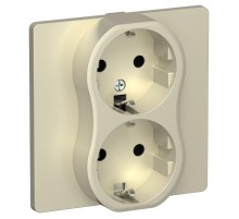 FLITE Розетка 2-ая с заземлением без шторок быстрозажимные клеммы 16А РС12-1-К-ФлШ шампань  FI-R21C-16-1-K37  IEK