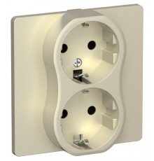 FLITE Розетка 2-ая с заземлением без шторок 16А РС12-0-К-ФлШ шампань  FI-R21C-16-K37  IEK