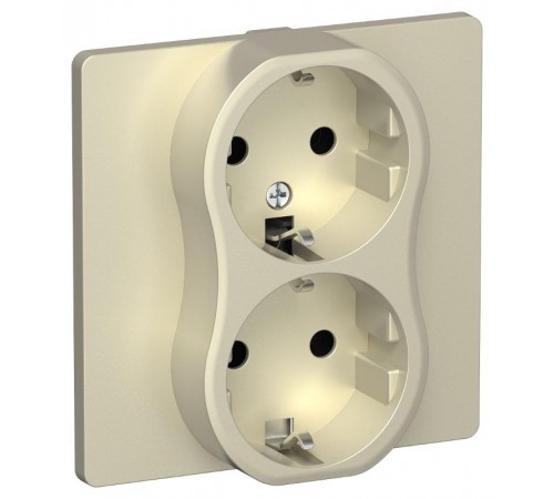 FLITE Розетка 2-ая с заземлением без шторок быстрозажимные клеммы 16А РС12-1-К-ФлШ шампань  FI-R21C-16-1-K37  IEK