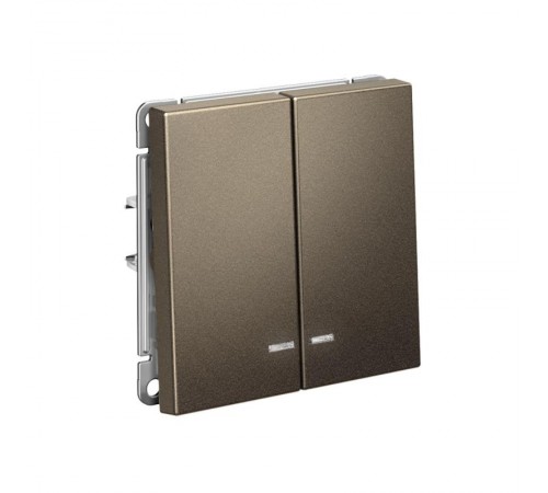 ArtGallery Мокко Выключатель 2-клавишный с подсветкой, сх.5а, 10АХ, механизм  GAL000653  SE