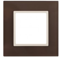 14-5101-31 Рамка на 1 пост, стекло, Эра Elegance, мокко+сл.к  Б0034485  ЭРА
