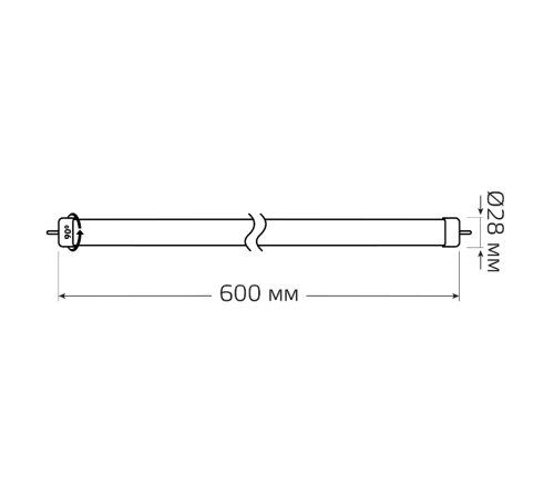 Лампа светодиодная Elementary T8 10W 800lm 6500K G13 600mm стекло поворотная LED 1/30  93030-R  Gauss